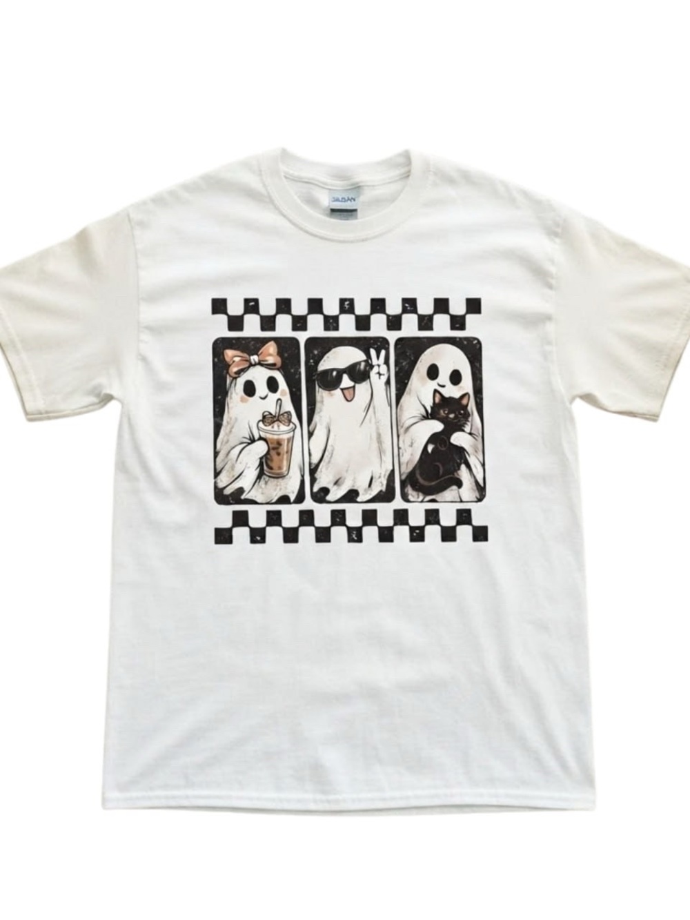 Retro Checkerboard And Ghost T-Shirt
